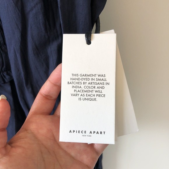 Apiece Apart Aldea Smocked Mini Dress Dipped Shibori Organic Cotton XL NWT’s - Picture 10 of 15